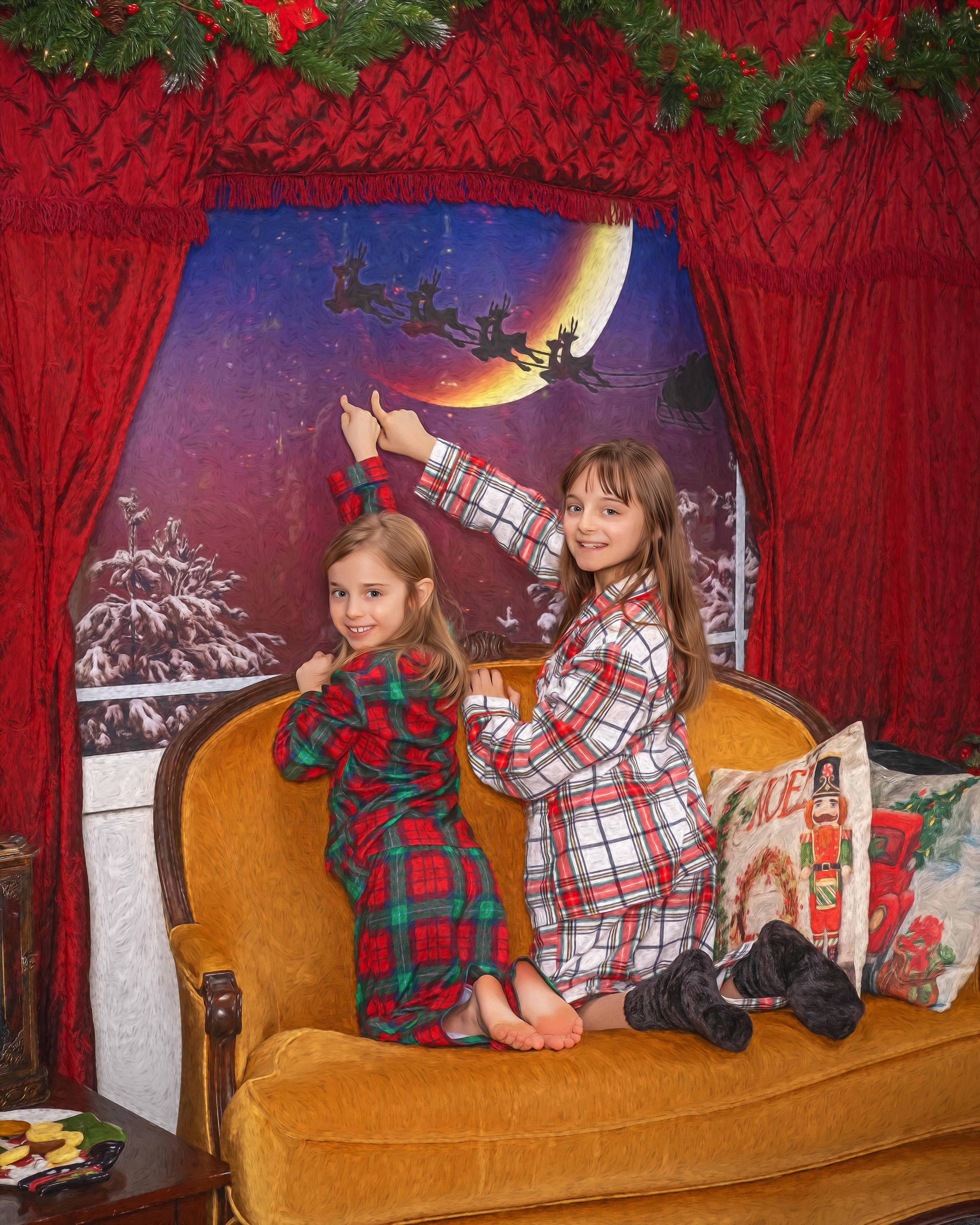 2girls_santasleigh